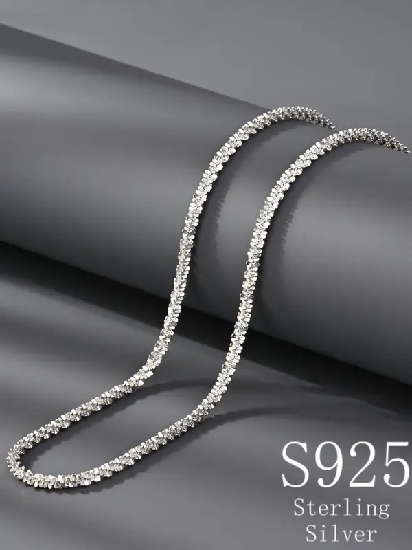 S925 Sterling Silver Sparkling Rhinestone Decorated Necklace, Light Luxury Elegant Simple Necklace, Fashion Jewelry Accessori...