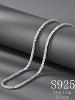 S925 Sterling Silver Sparkling Rhinestone Decorated Necklace, Light Luxury Elegant Simple Necklace, Fashion Jewelry Accessori...