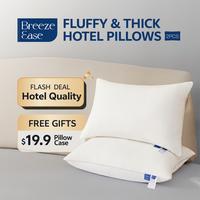 BreezeEase Pack of two/2PC set Queen Size Premium Thick Hotel Pillows, Fluffy Pillows, Machine Washable, Allergy-free, Down A...