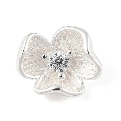 925 Sterling Silver Micro Pave Clear Cubic Zirconia Flower Charms