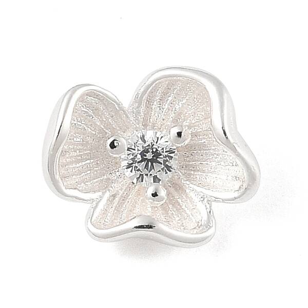 925 Sterling Silver Micro Pave Clear Cubic Zirconia Flower Charms