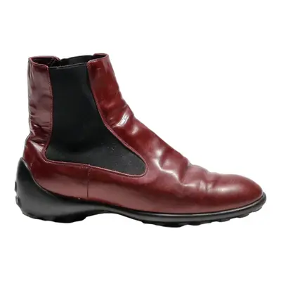 TODS Chelsea Boots Maroon Leather Womens UK 6