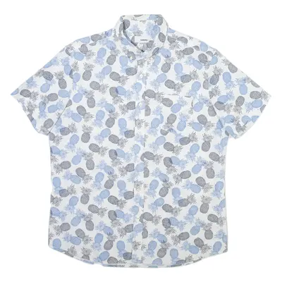 SONOMA Pineapples Mens Shirt White Crazy Pattern L