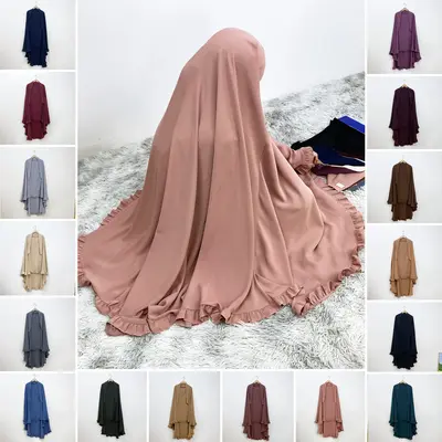 2338# 2025 Fashion ElD One Layer Niqab Hijab Ruffle Women Khimar Muslim Clothing Praver