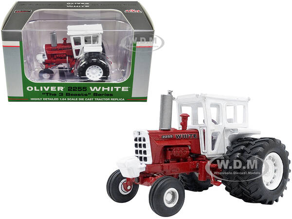 Oliver 2255 White Wide Front Tractor with Dual Wheels Red with White Canopy \