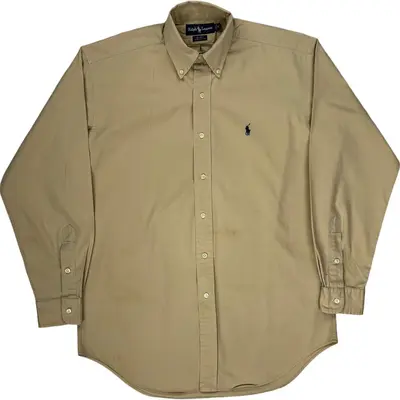 Ralph Lauren Blake Shirt - Small - Beige Cotton