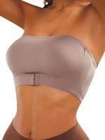 Women's Solid Color Front Buckle Strapless Bra, Elegant Breathable Comfortable Fit Wireless Push Up Bra, Ladies Lingerie for ...