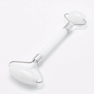 Natural White Jade Brass Face Massager