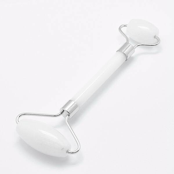 Natural White Jade Brass Face Massager
