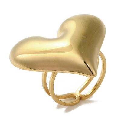 Ion Plating(IP) 304 Stainless Steel Heart Open Cuff Rings for Women