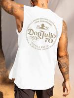 Men's Regular Fit Don Julio Print Tank Top, Casual Street Sleeveless Top for Summer, Menswear for Daily Wear, Socks