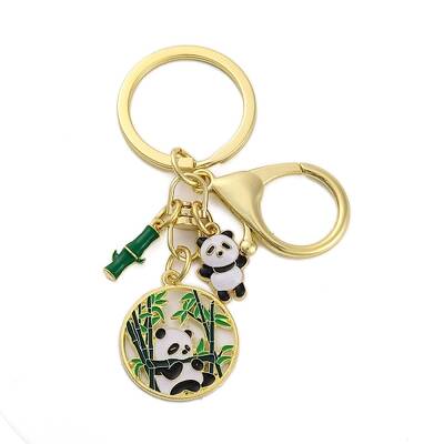 Rack Plating Panda Zinc Alloy Enamel Pendant Keychain