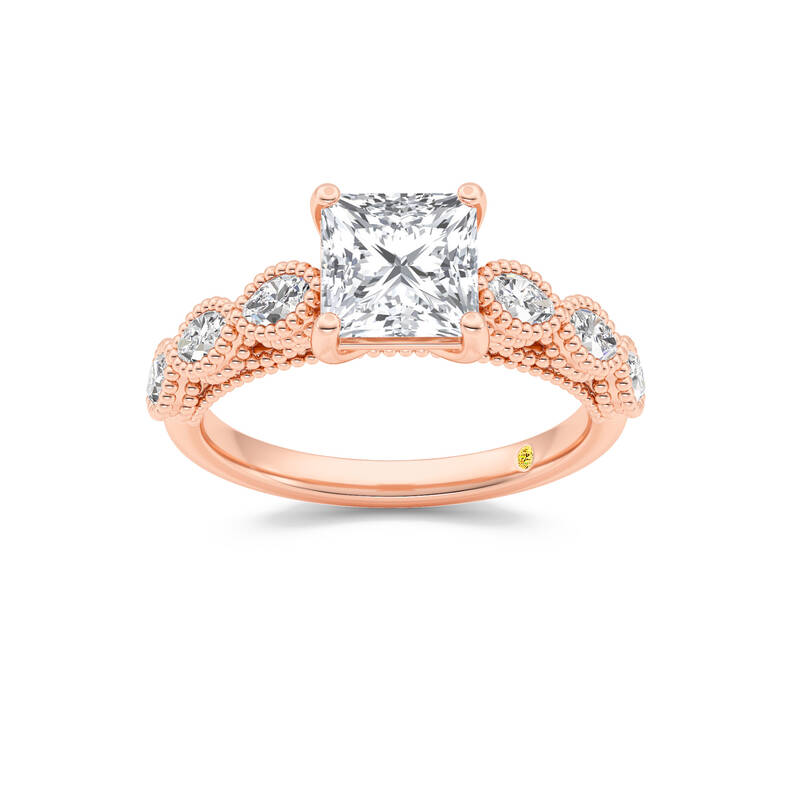 Lhasa Princess Cut Lab Grown Diamond Engagement Ring | 18K Rose Gold 4 3/4 CT. TW.