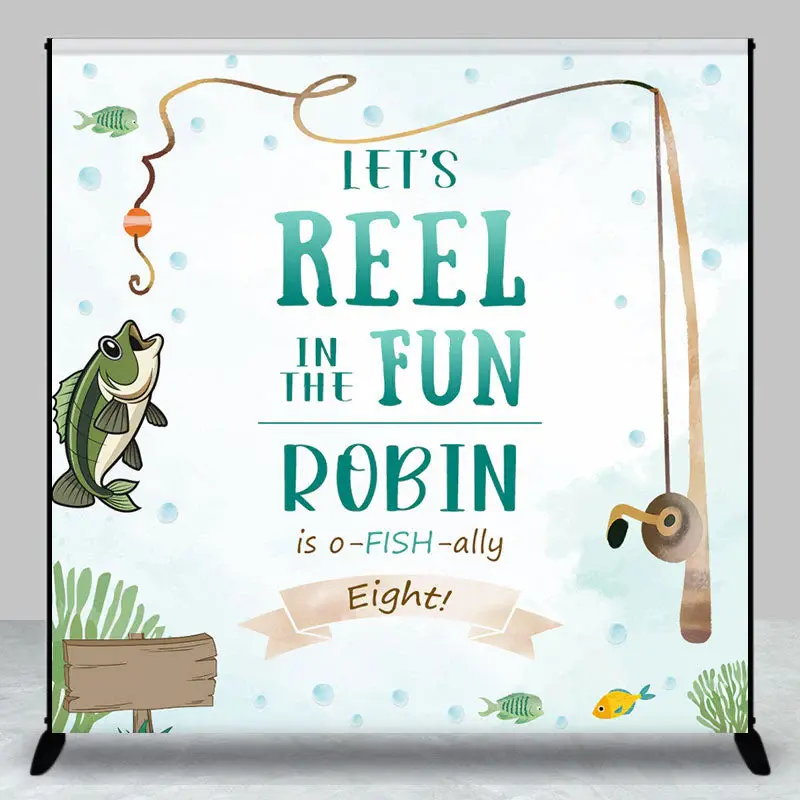 Aperturee Reel In The Fun Custom Name 8th Birthday Backdrop - Aperturee
