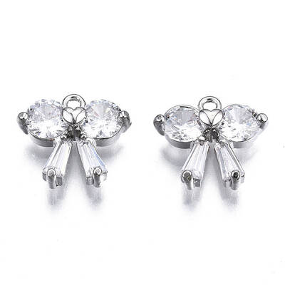 Brass Inlaid Clear Cubic Zirconia Charms