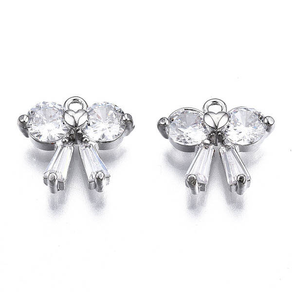Brass Inlaid Clear Cubic Zirconia Charms