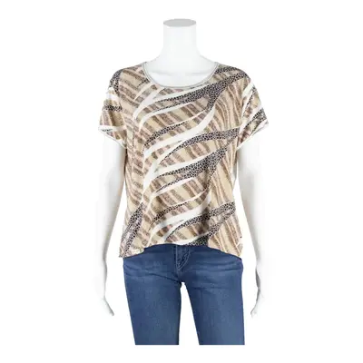 BOGUAR Y2K Giraffe Print Top Brown Short Sleeve Womens S