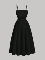 Women's Solid Color Cami Dress, Elegant Sleeveless Spaghetti Strap Dress for Party Dating Wear, Ladies Summer Clothes