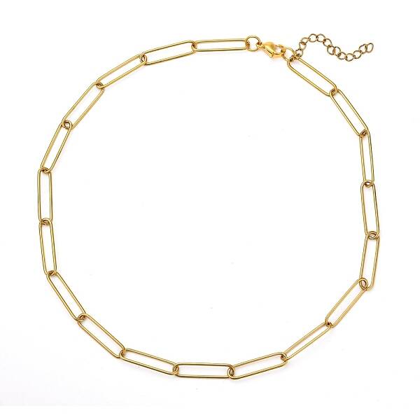 304 Stainless Steel Paperclip Chain Necklace