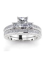 Women's Elegant Classic Artificial Crystal Decorated Ring Set (2pcs/set), Princess Rings, Cubic Zirconia Rings, Gifts for Her...