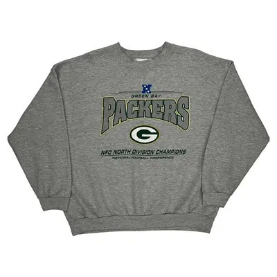 Green Bay Packers Nfl Graphic Sweatshirt - XL Grey Cotton Blend