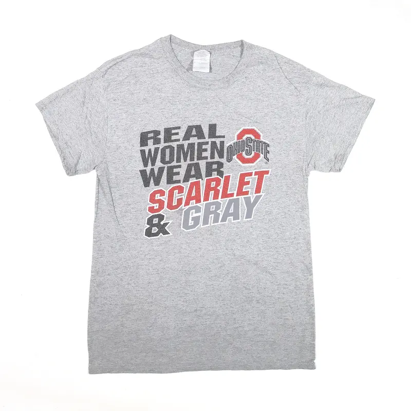 GILDAN Ohio State Buckeyes Football Sports T-Shirt Grey USA Womens S