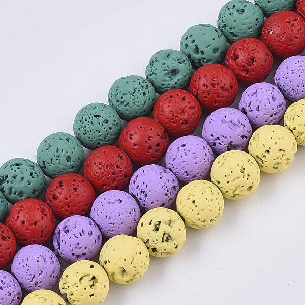 Spray Painted Natural Lava Rock Beads Strands