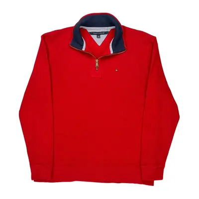 Tommy Hilfiger 1/4 Zip - XL Red Cotton