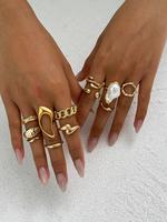 Boho Style Irregular Pleated Design Cuff Ring, Fashionable Jewelry for Women & Girls, Casual Jewelry for Party, Daily Clothin...
