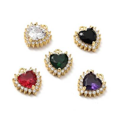 Brass Micro Pave Cubic Zirconia Charms