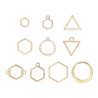 10Pcs Alloy Open Back Bezel Pendants and Links