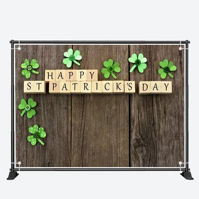 Wood Board Buttons Clovers St Patricks Day Backdrop - Aperturee
