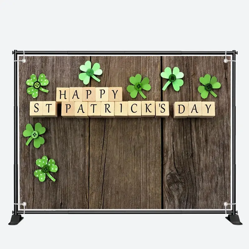 Wood Board Buttons Clovers St Patricks Day Backdrop - Aperturee
