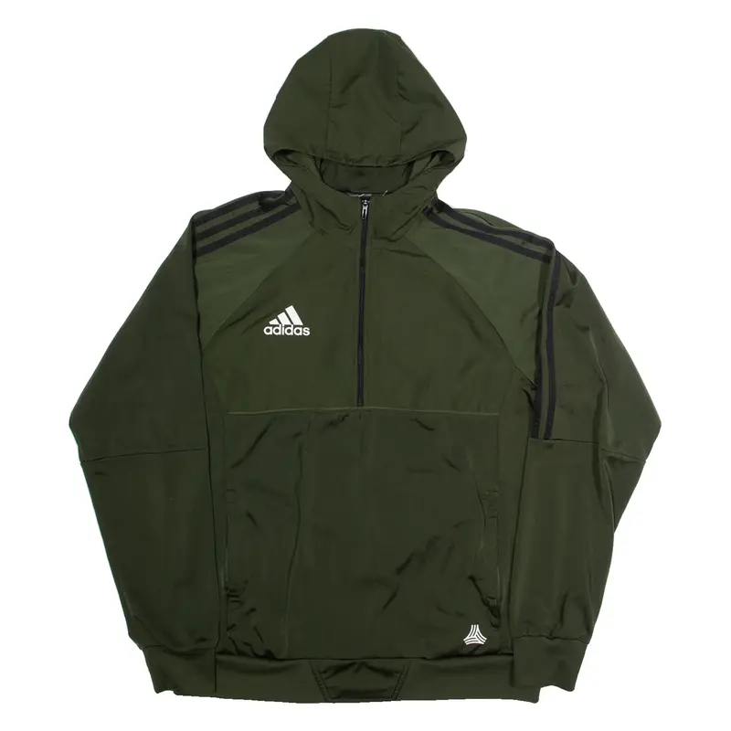 ADIDAS 1/4 Zip Mens Green Hoodie M