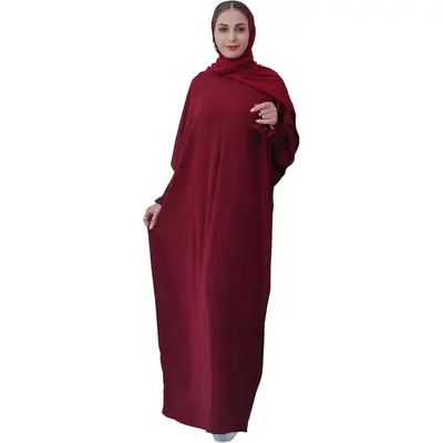 Muslim Prayer Abaya Islamic Women's Khimar Pure Color Hijab Dress Long Sleeve Dubai Kaftan