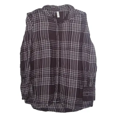 SOYACONCEPT Womens Printed Blouse Purple Collared Long Sleeve Plaid S