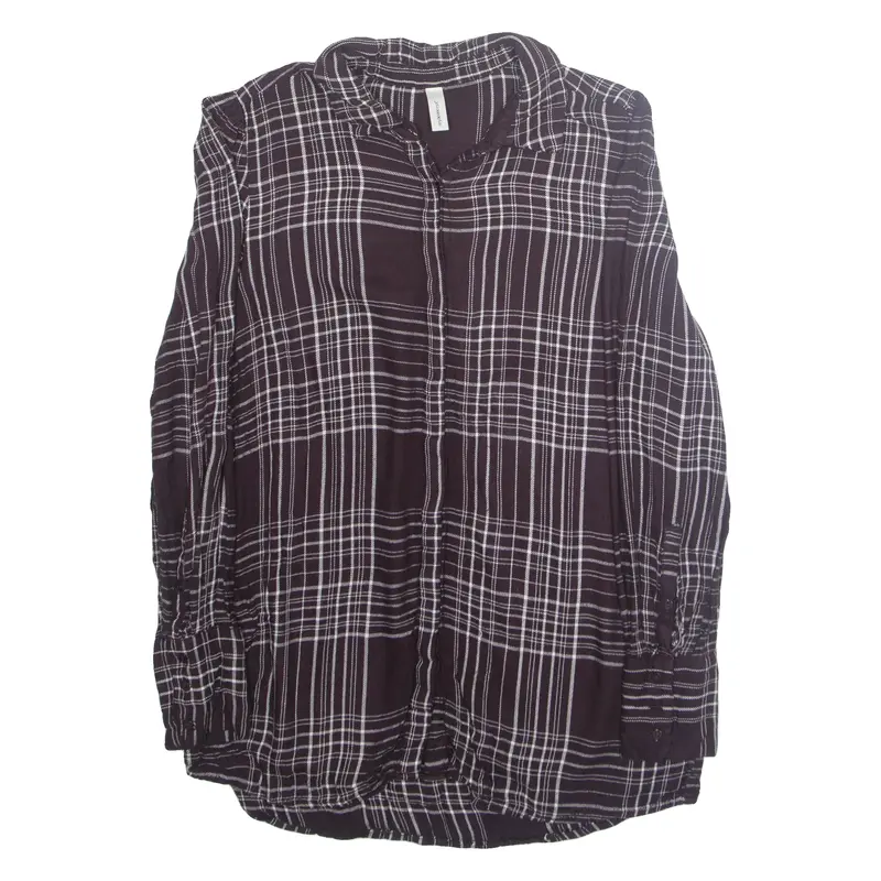 SOYACONCEPT Womens Printed Blouse Purple Collared Long Sleeve Plaid S