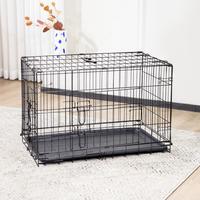 PetTrove Large Dog Crate with Divider Panel, 24''/30''/36''/42''/48'' Double Door Folding Metal Wire Dog Cage with Plastic Le...