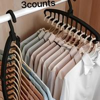 Space Saving Multi Hook Design Hanger, 3 Counts Durable Lightweight Hanger, Home Organizer for Wardrobe, Closet, Bedroom, Liv...