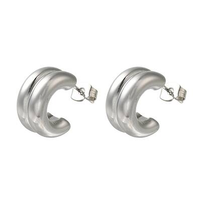 304 Stainless Steel C-Shaped Stud Earrings for Women
