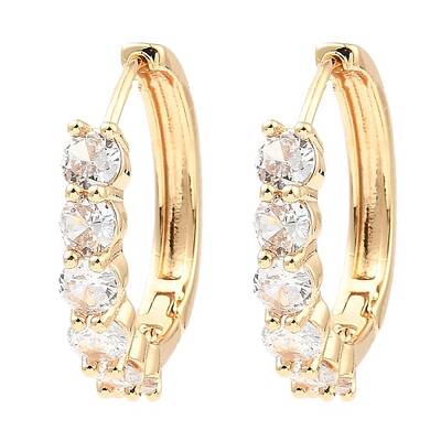 Brass Micro Pave Cubic Zirconia Hoop Earrings