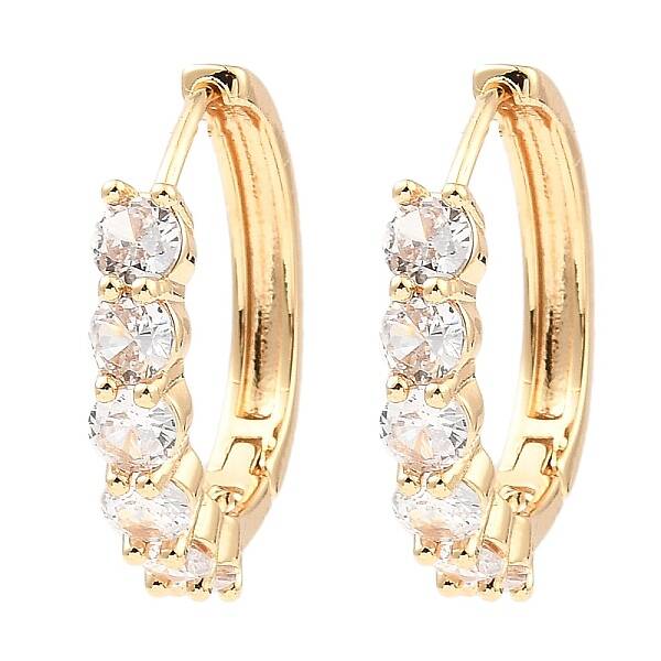 Brass Micro Pave Cubic Zirconia Hoop Earrings