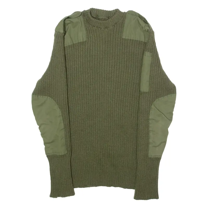 VERCRUYSSE-DEUTHOIT Belgian Military Mens Heavy Knit Jumper Green Wool S