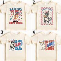 Feral But Free Youth 4 Style Tee – Funny Raccoon 4th of July Shirt, Red White & Wild Matching Outfit