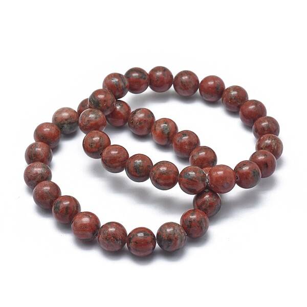 Natural Sesame Jasper/Kiwi Jasper Bead Stretch Bracelets