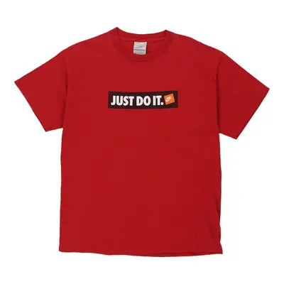 Just Do It Nike T-Shirt - Large Red Cotton