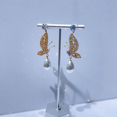 Fashionable luxury Clear Cubic Zirconia & Rhinestone Butterfly Stud Earrings