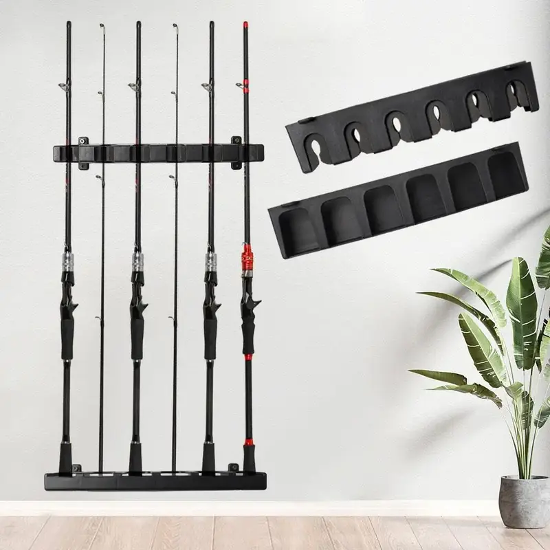 2pcs/set Fishing Rod Display Stand, Wall Mounted Fixed Shelf, Fishing Gear Collection Storage Rack, Flyfishing, Fishing Equip...