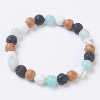 Natural Flower Amazonite Stretch Bracelets