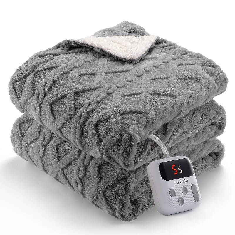 Garvee Electric Blanket Full Size Sherpa Heated Blanket with 10 Heat Levels & Timer, Thick Tufted Sherpa, ETL Certified, Mach...